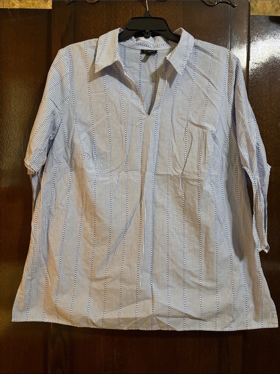 Talbots Tops - Talbots Blue and White Striped Popover Shirt